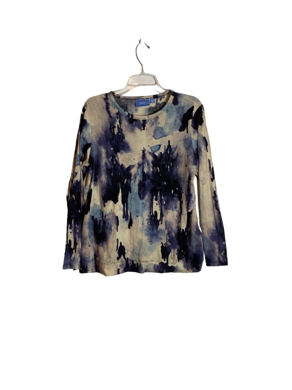 Abstract Wash Long Sleeve Crewneck Top - Vera Wang